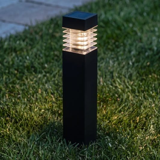 Borne Solaire Diffuseur à Lamelles - Noir Mat