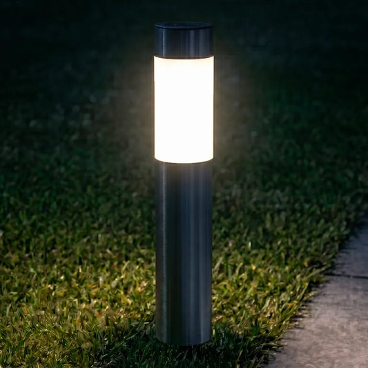 Borne Solaire Inox Brossé - Silhouette Cylindrique