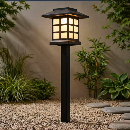 Borne Solaire Pagode Japonaise - Noir Mat