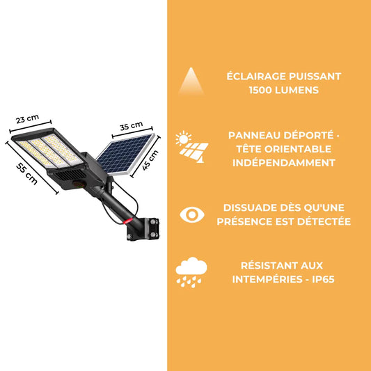 Lampadaire Solaire Extérieur Puissant - 1500 Lumens