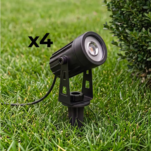 Lot de 4 Spots Solaires Extérieur - Panneau Déporté