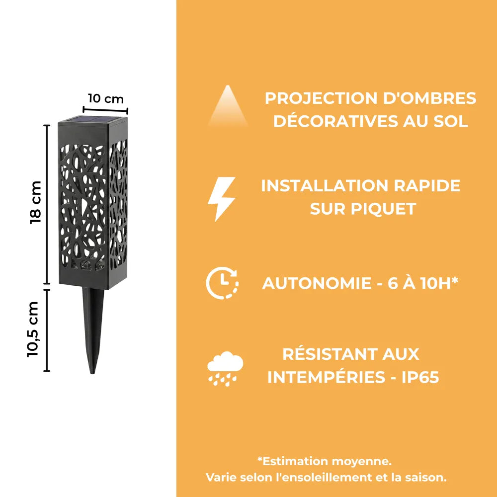 Borne Solaire Ajourée - Noir Mat