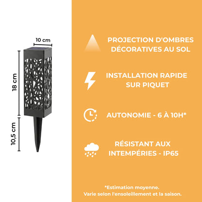 Borne Solaire Ajourée - Noir Mat