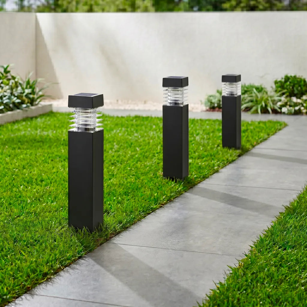 Borne Solaire Diffuseur à Lamelles - Noir Mat