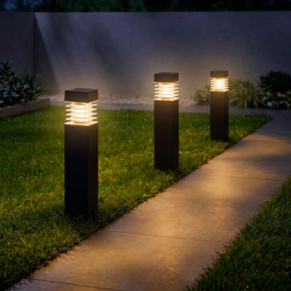 Borne Solaire Diffuseur à Lamelles - Noir Mat