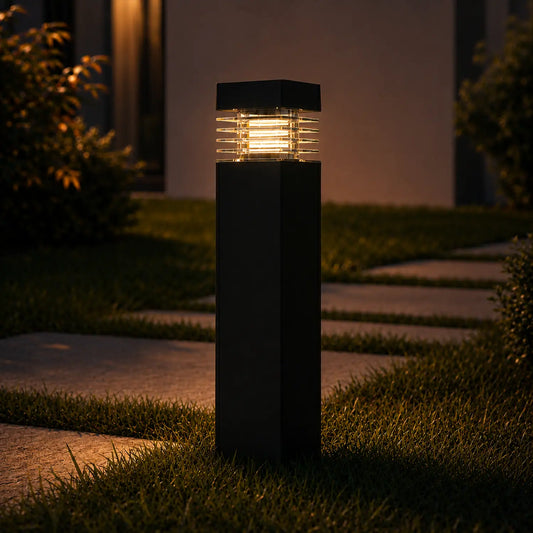 Borne Solaire Diffuseur à Lamelles - Noir Mat