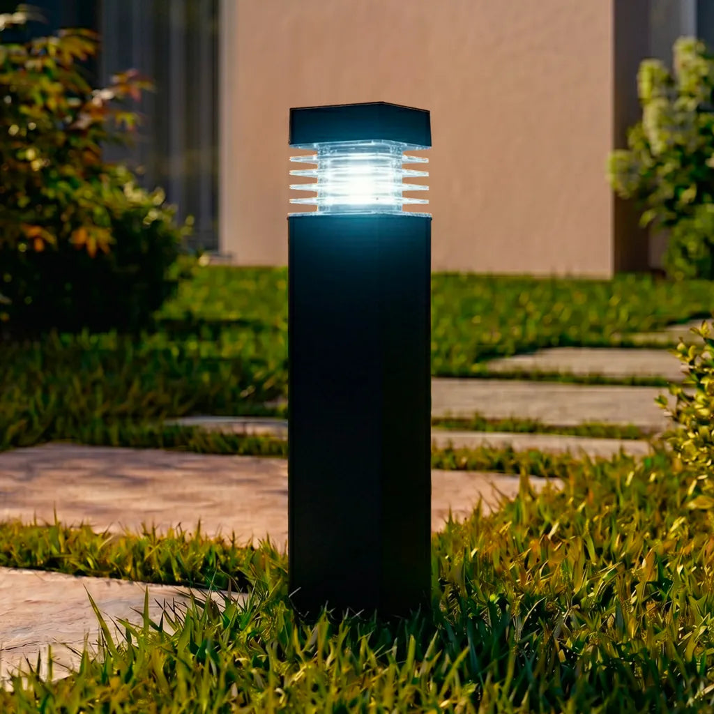 Borne Solaire Diffuseur à Lamelles - Noir Mat