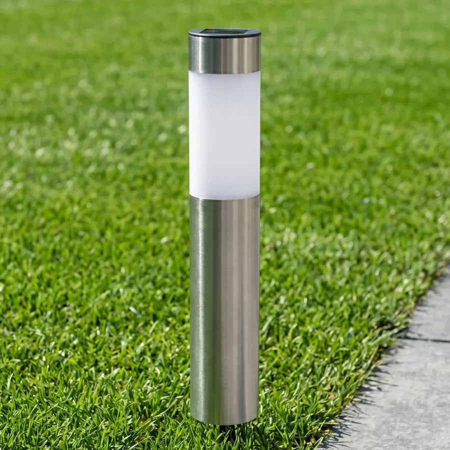 Borne Solaire Inox Brossé - Silhouette Cylindrique