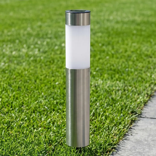 Borne Solaire Inox Brossé - Silhouette Cylindrique