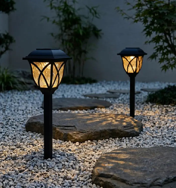 Borne Solaire Lanterne Victorienne - Noir Mat