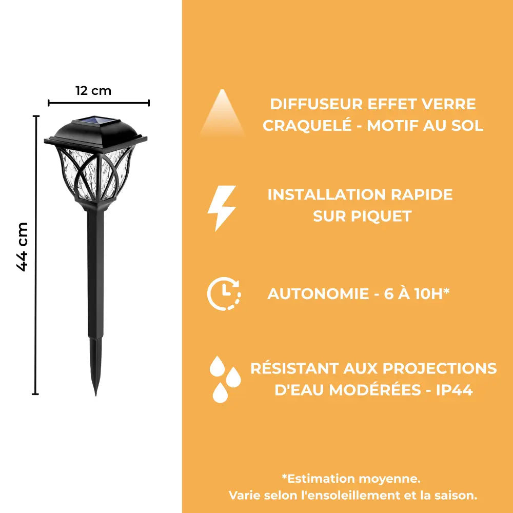 Borne Solaire Lanterne Victorienne - Noir Mat