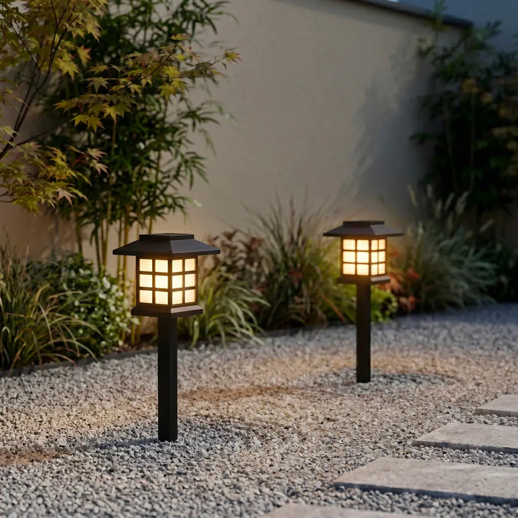 Borne Solaire Pagode Japonaise - Noir Mat