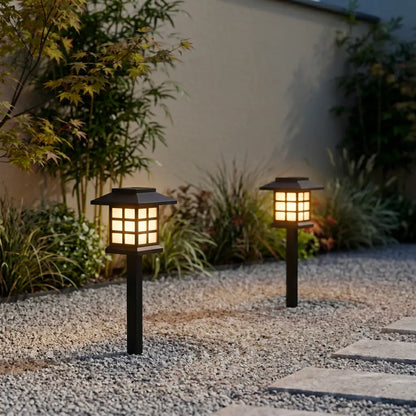 Borne Solaire Pagode Japonaise - Noir Mat