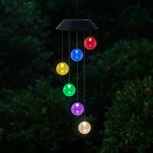 Carillon Solaire de Jardin Boules Cristal - Multicolore
