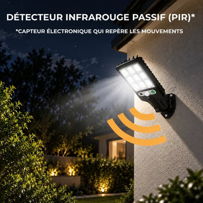 Lampadaire Solaire Mural Blanc Froid - 350 Lumens
