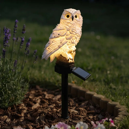 Lampe Solaire de Jardin Hibou Perché - Blanc