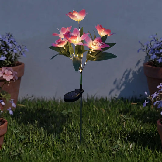 Lampe Solaire de Jardin Orchidée - 7 Têtes