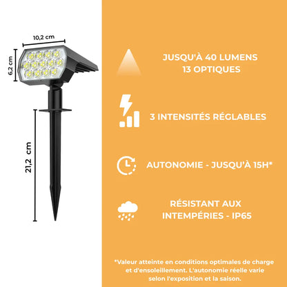 Spot Solaire Extérieur 52 LED - Orientable 90°