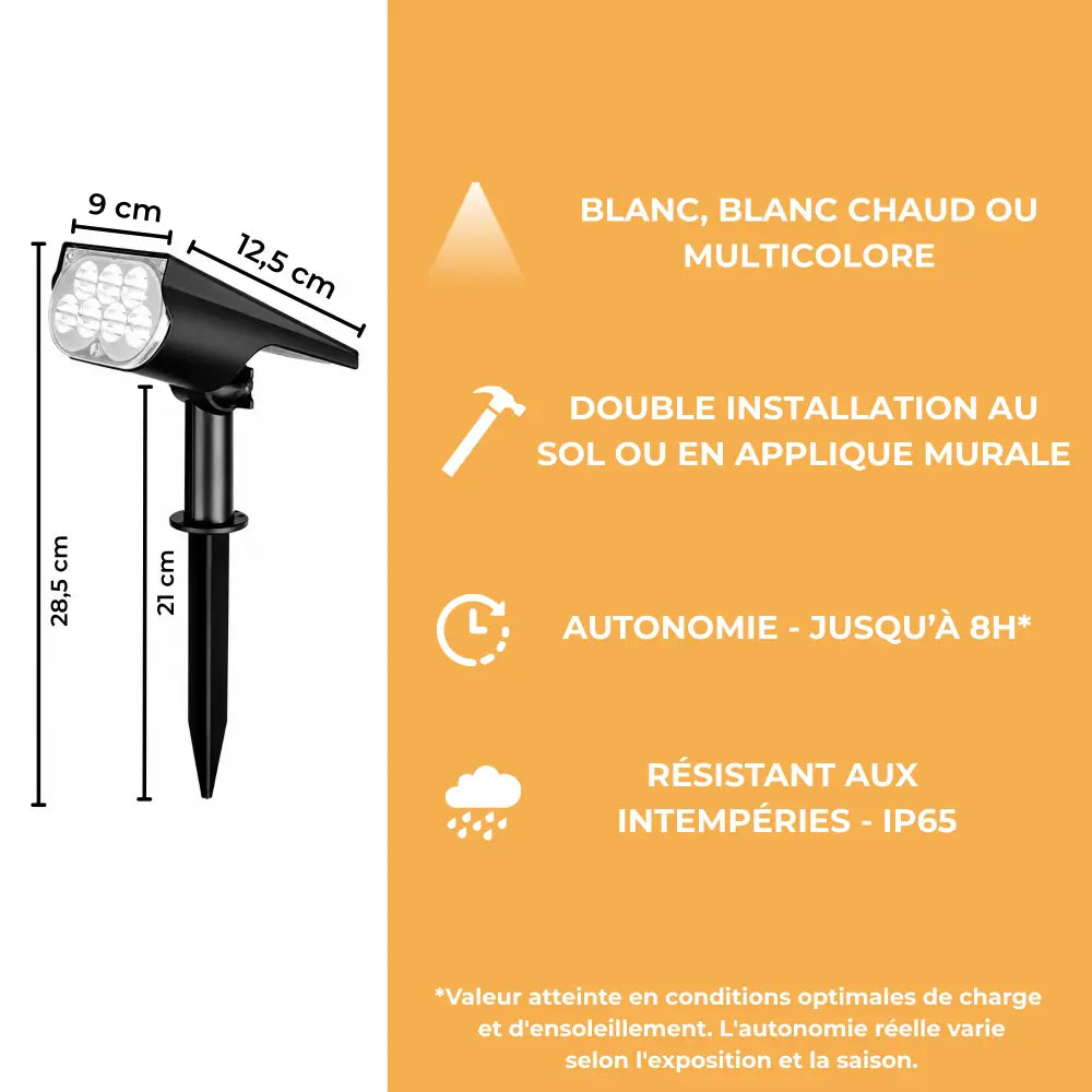 Spot Solaire 7 LED - Sol et Mur