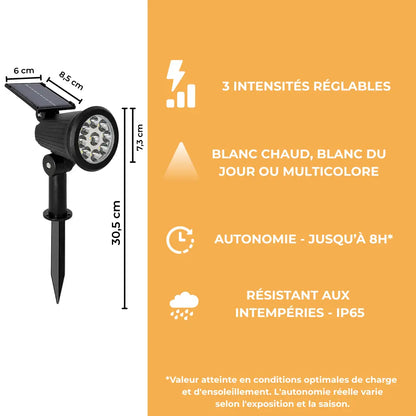 Spot Solaire 9 LED - 3 Intensités