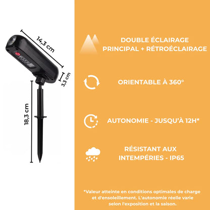 Spot Solaire Orientable 360° - Vert ou Blanc Chaud